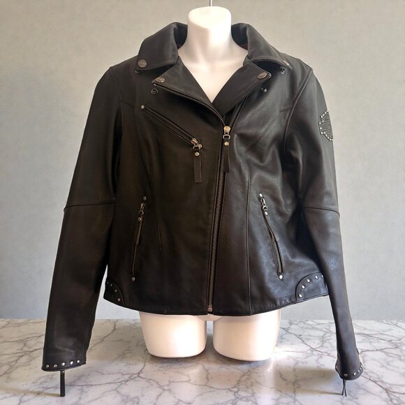 Harley-Davidson Genuine Leather Moto Jacket | Studded Detail | Women’s XL - Picture 1 of 12